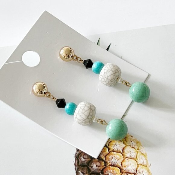 4/$25 Faux Stone Beads Drop Earrings - Picture 2 of 2